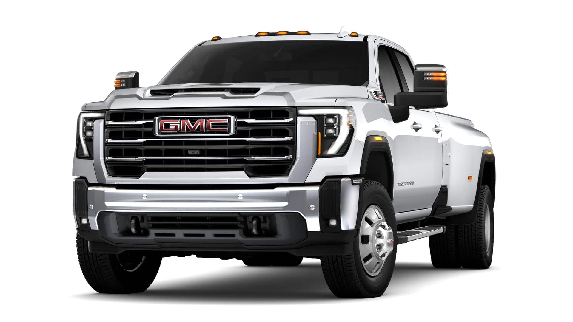 2026 GMC Sierra 3500 HD SLT DRW in Summit White — front three-quarter view