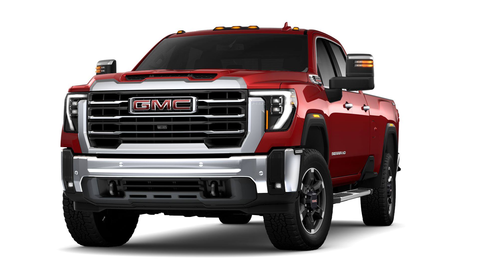 2026 GMC Sierra 3500 HD SLT in Volcanic Red Tintcoat — front three-quarter view