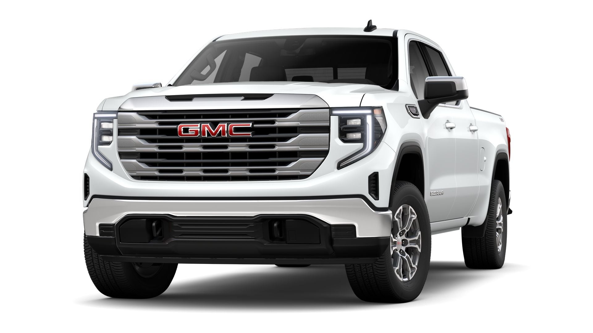 2026 GMC Sierra 1500 SLE in Summit White — front three-quarter view
